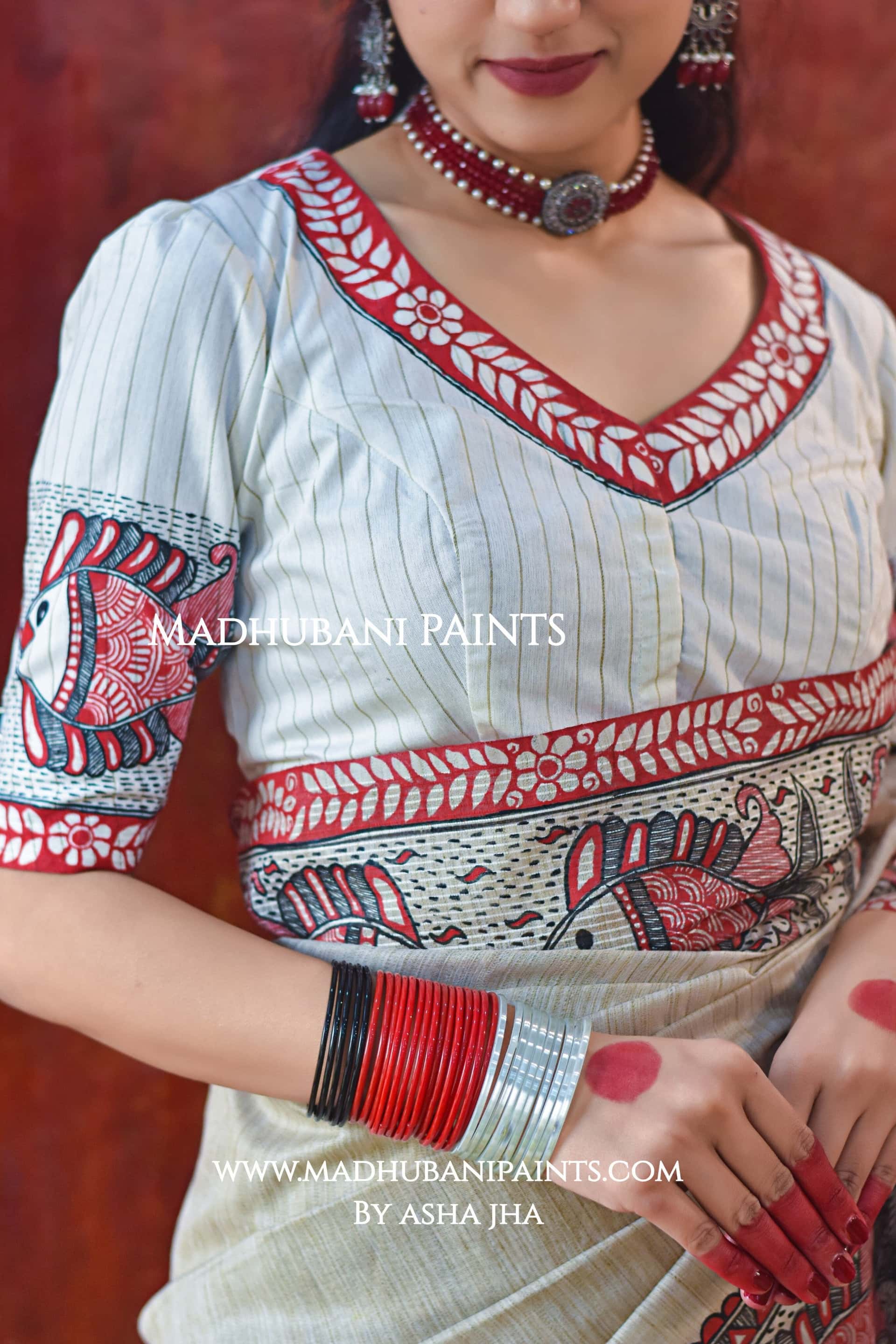 JAL TARANG Hand-painted Madhubani Chanderi Blouse — image 2 of 3