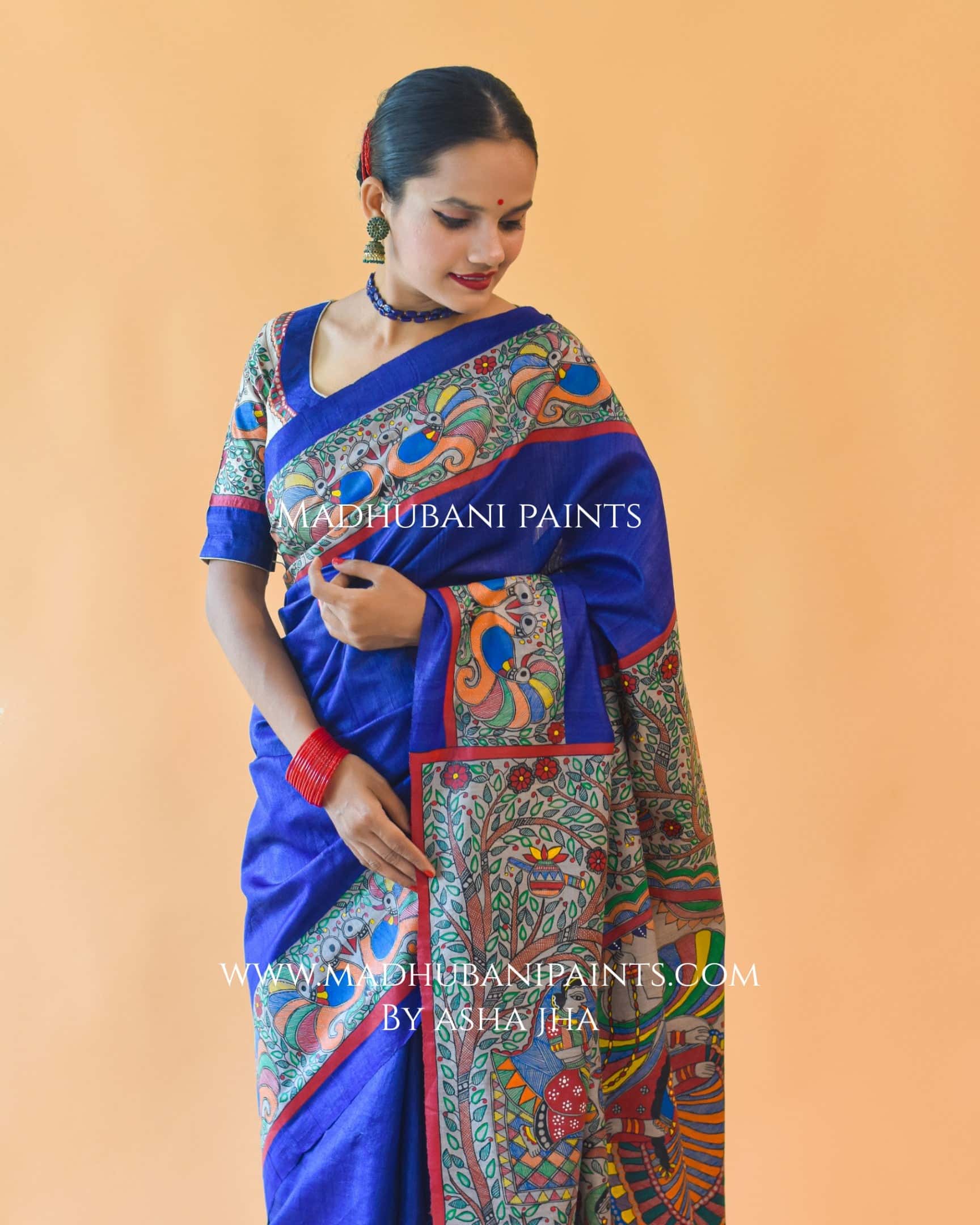 'MANMOHANA' Tussar Silk Saree Blouse Set — image 6 of 11