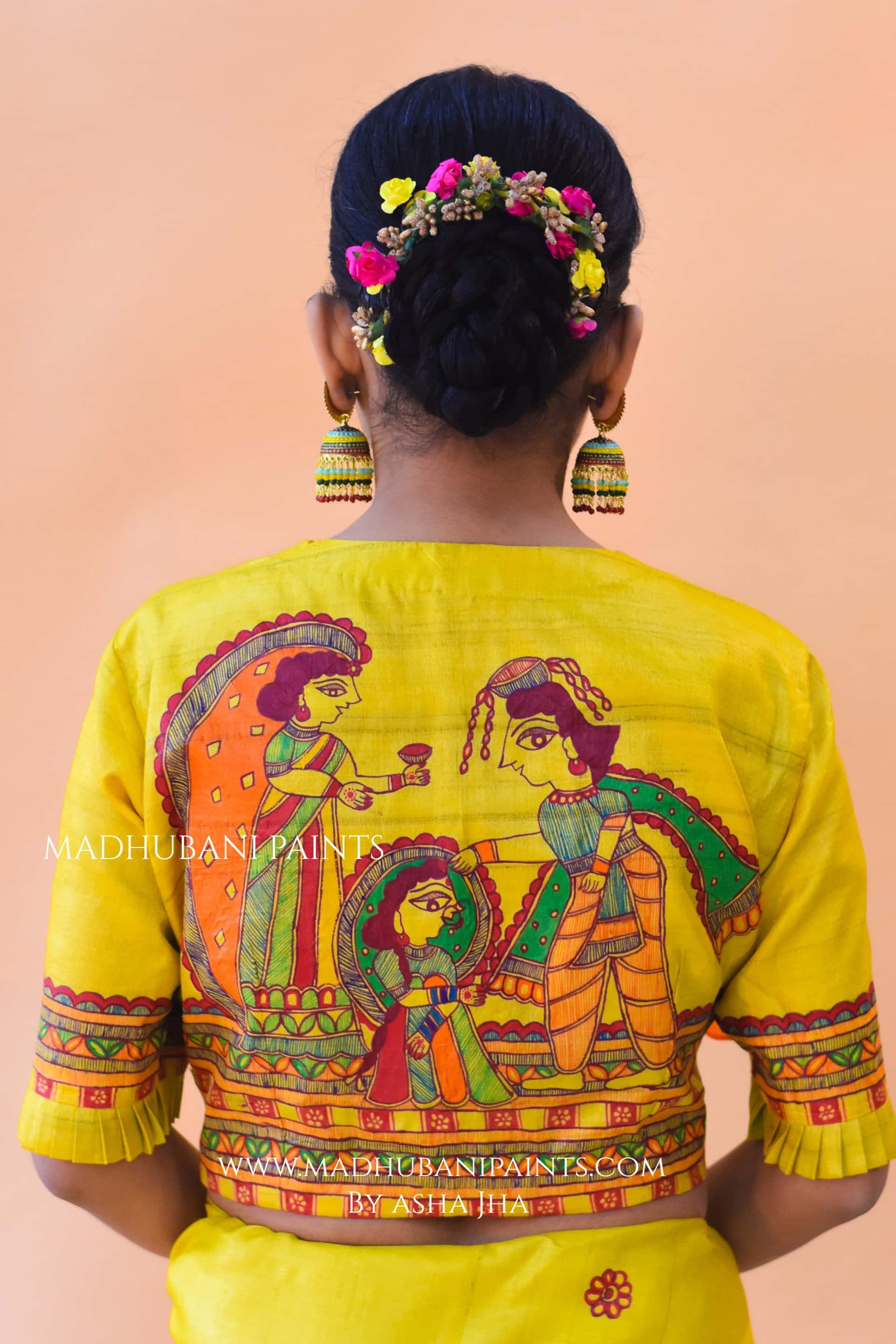 SAUBHAGYAVATI BHAVA Hand-painted Madhubani Tussar Silk Blouse — image 2 of 5