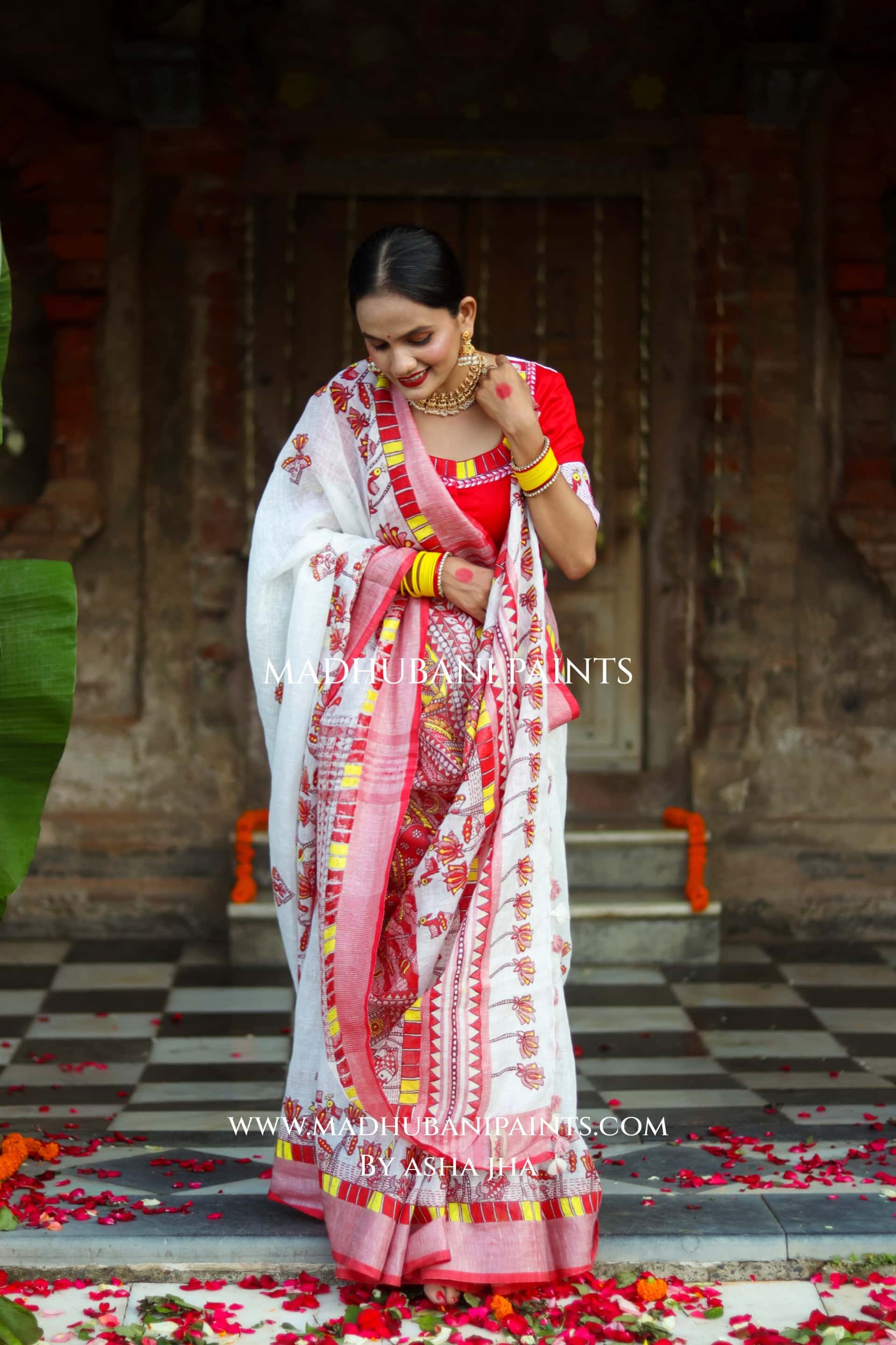 KAMLA Handpainted Linen Madhubani Saree — image 13 of 13