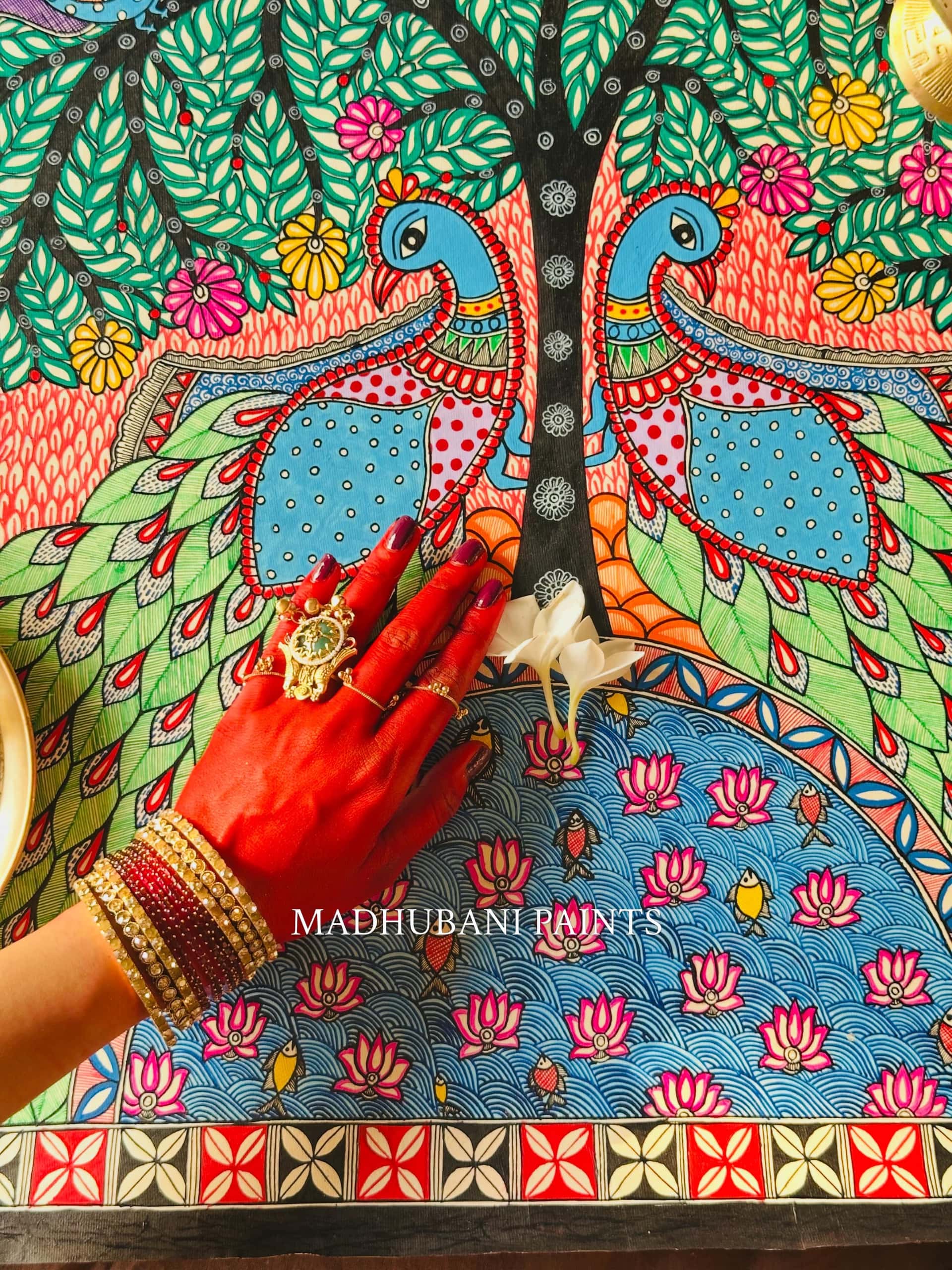 Fish Pond Mithila Wall Hanging — image 2 of 2
