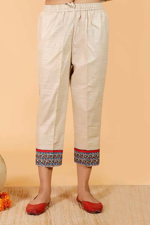 'Tilkor Kamal' Handpainted Madhubani Cotton Pant — image 2 of 3