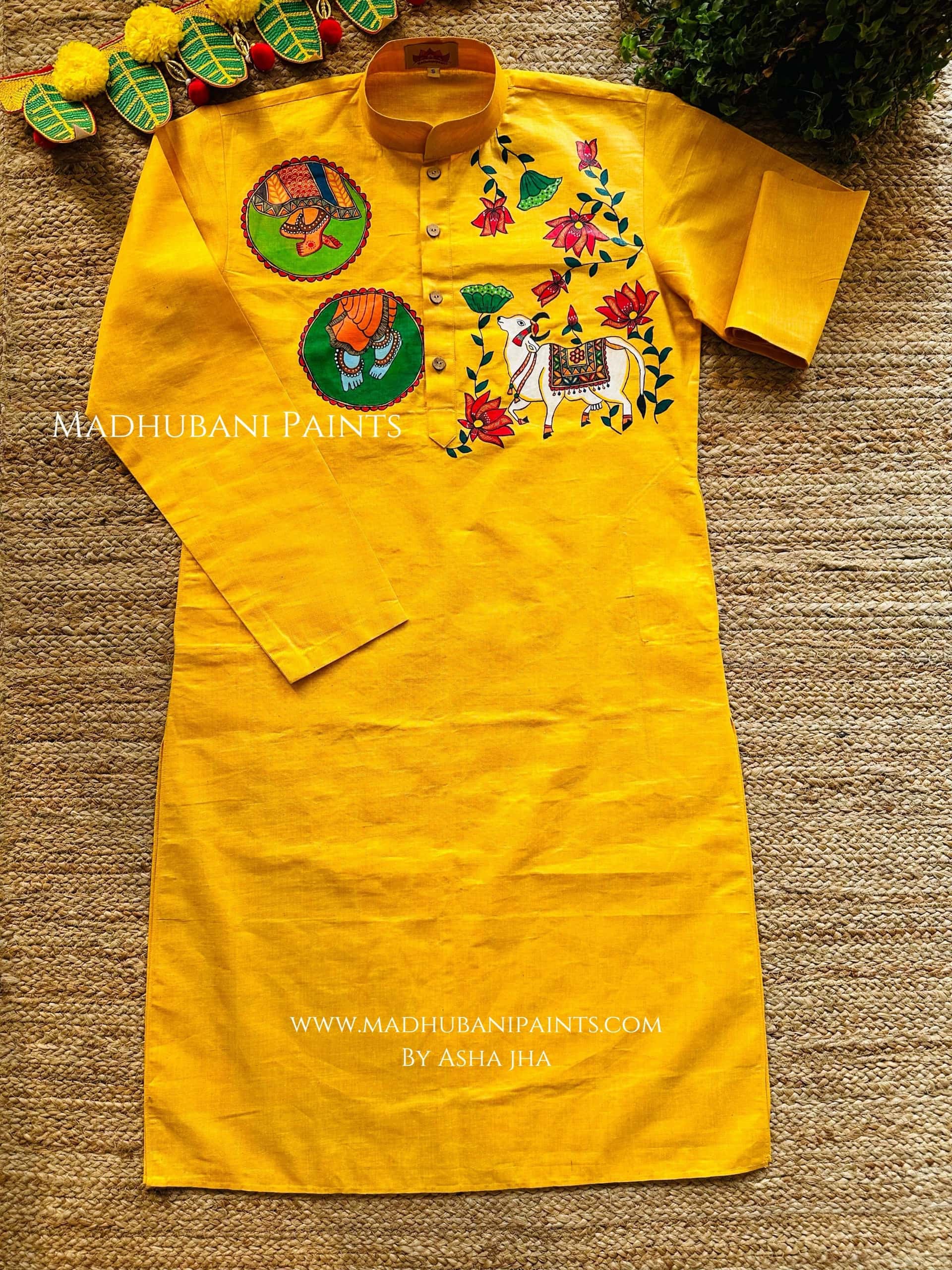 Radha Raman Nandi Hand-painted Handloom Men's Cotton Kurta — image 2 of 5