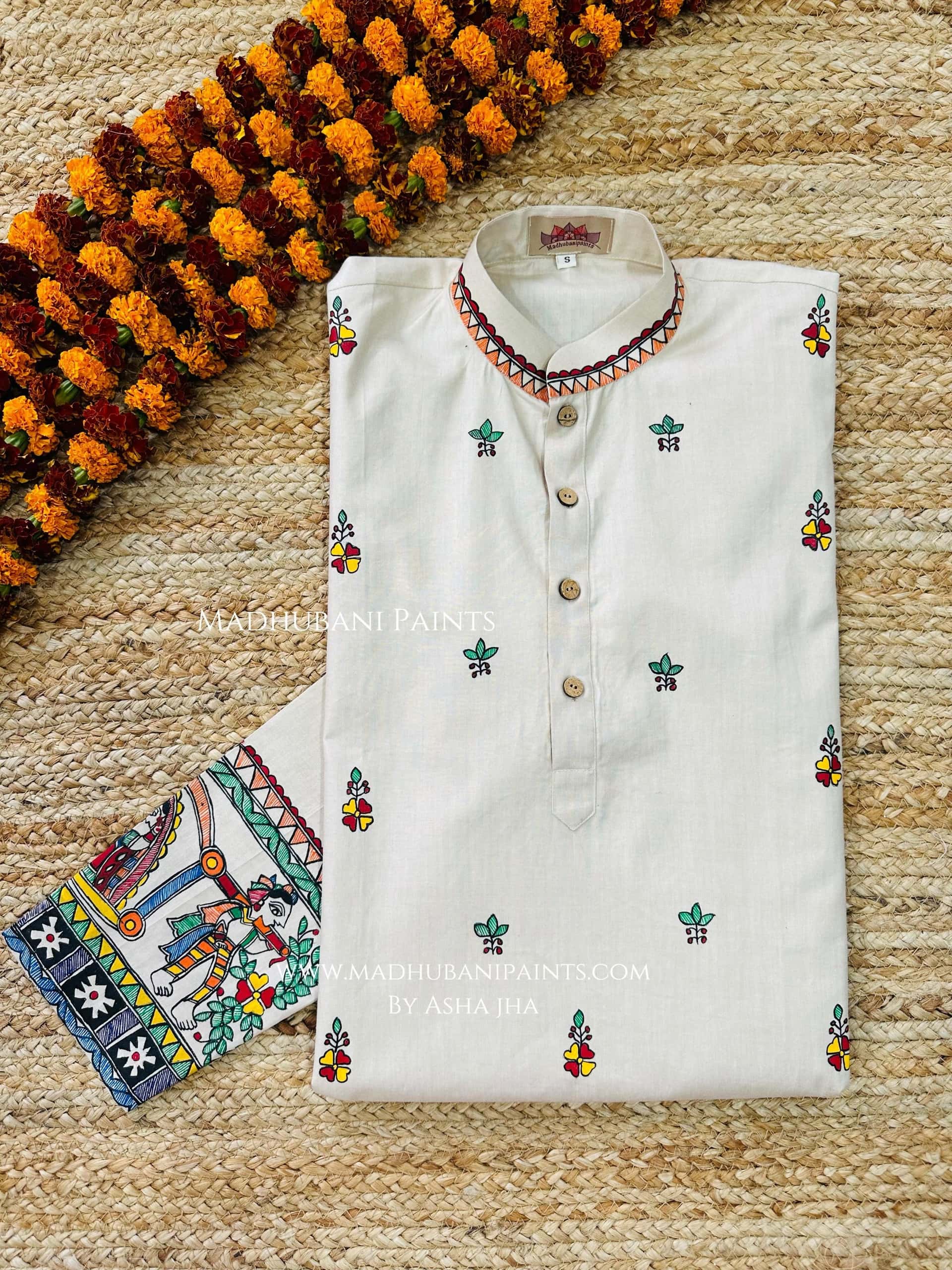 Doli Kahaar Hand-painted Handloom Men's Cotton Kurta — image 3 of 5