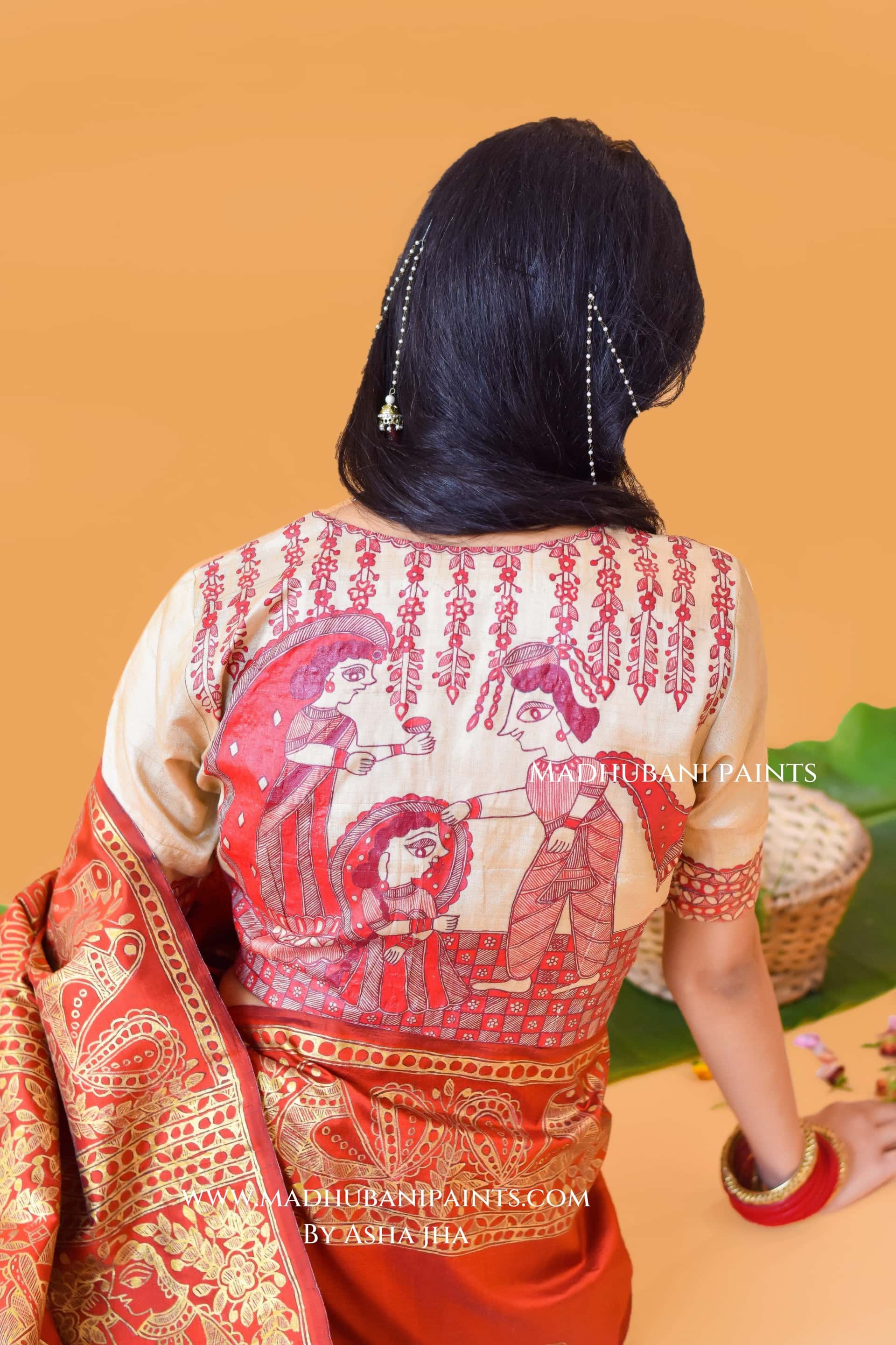 KANYADAAN Hand-painted Madhubani Bishnupuri Silk Blouse — image 3 of 13