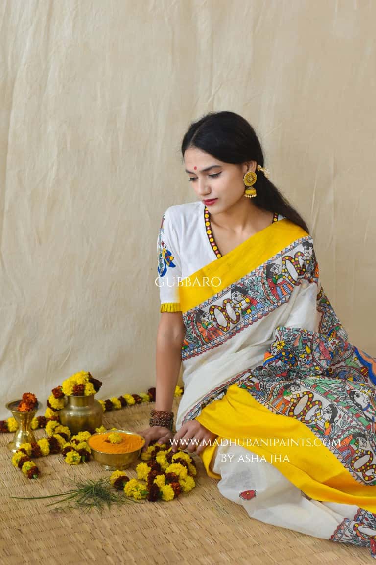 'UTSAV' Handpainted Madhubani Cotton Blouse — image 7 of 8