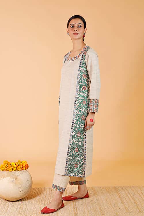 'Mithila Baag' Handpainted Madhubani cotton Kurta — image 8 of 10