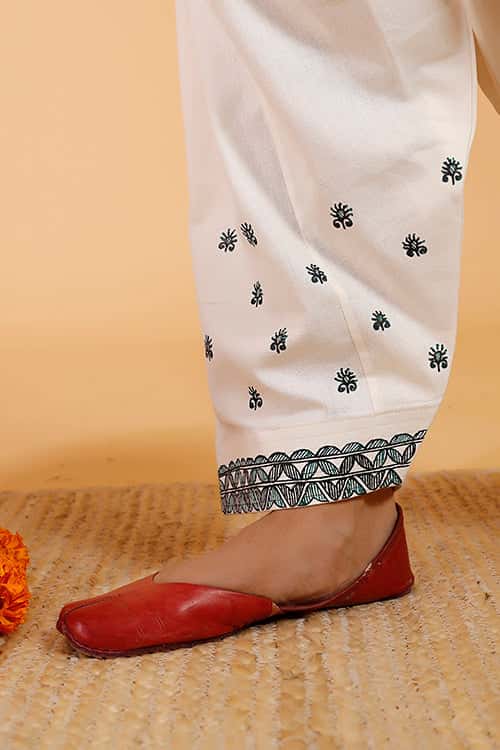 'Videha Maithil' Handpainted Madhubani Cotton Patiala Pant — image 2 of 3