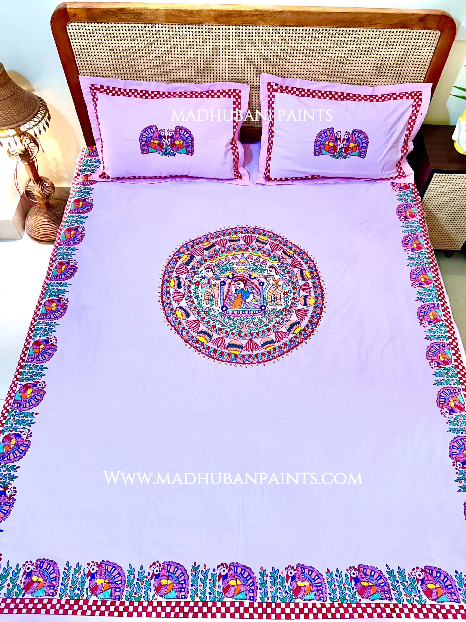 DOLI KA HAAR Hand-painted Bedsheet With Pillow Cover — image 3 of 6