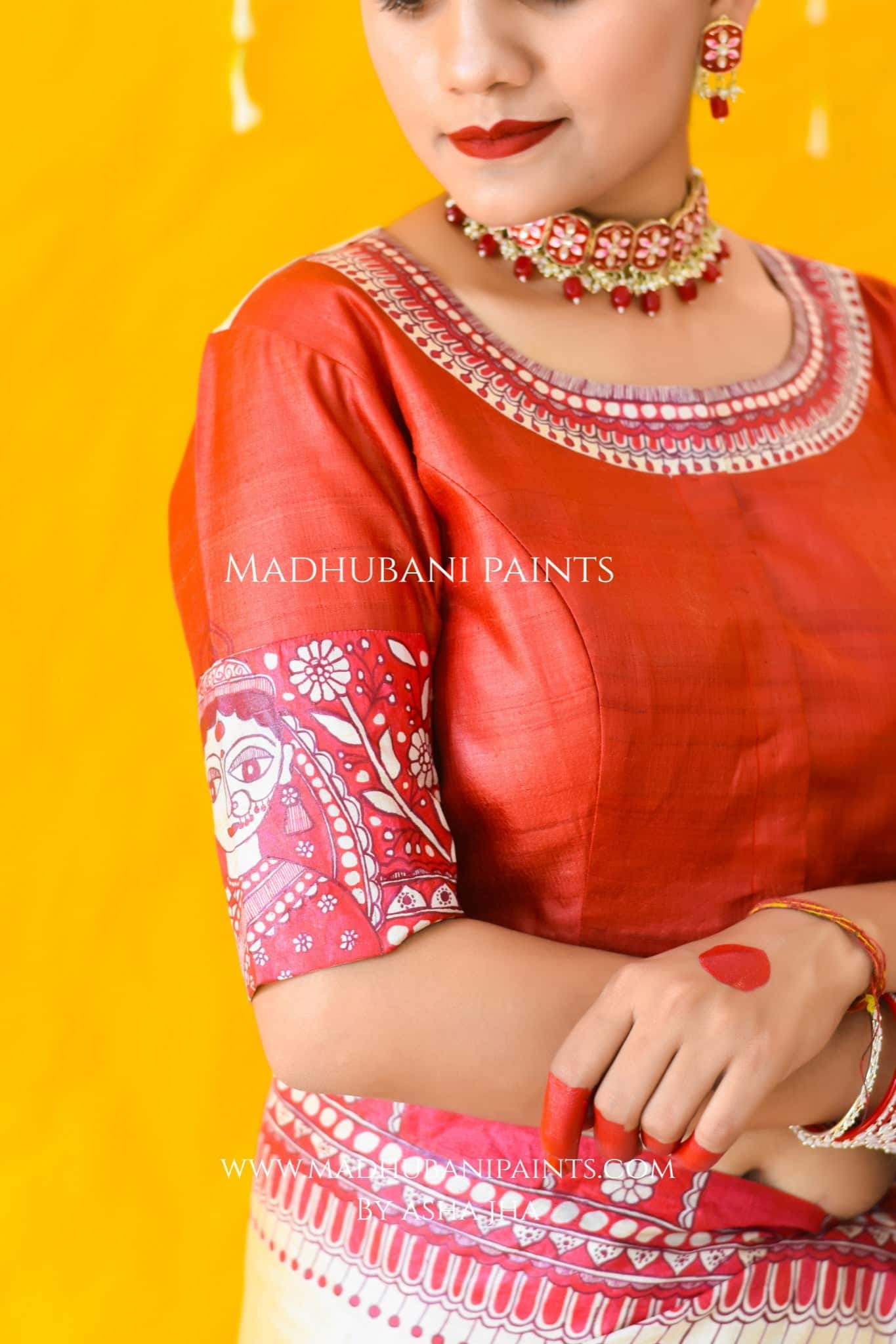 MADHUBANI MANGALYA Hand-painted Madhubani Tussar Silk Blouse — image 4 of 5