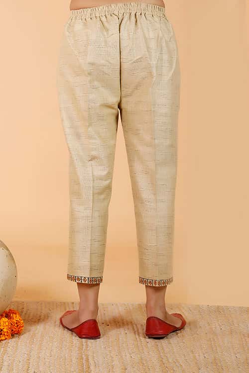 'Mayur' Handpainted Madhubani Pleated Dress Cotton Pant — image 3 of 4