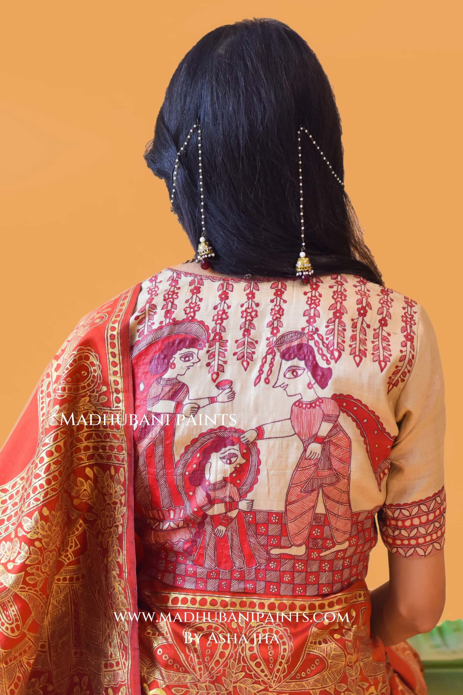 KANYADAAN Hand-painted Madhubani Bishnupuri Silk Blouse — image 8 of 13