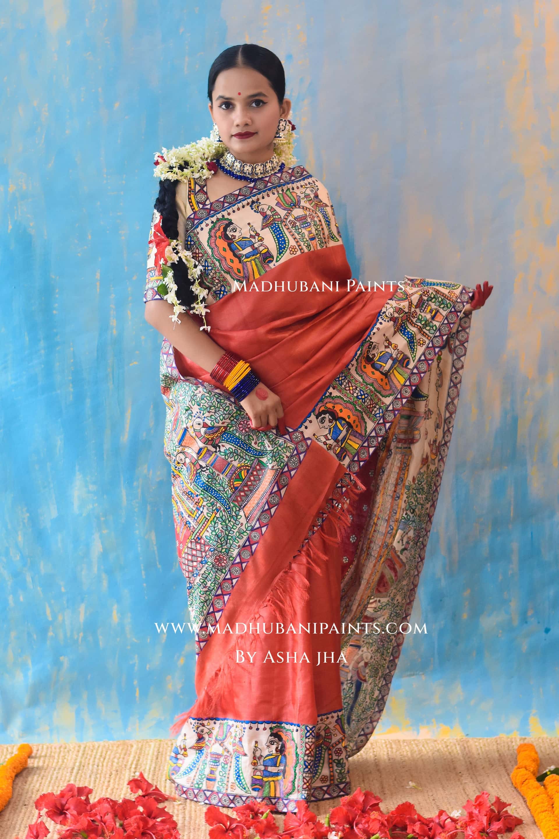 PARMESHWARI Hand-painted Tussar Silk Saree Blouse Set — image 9 of 11