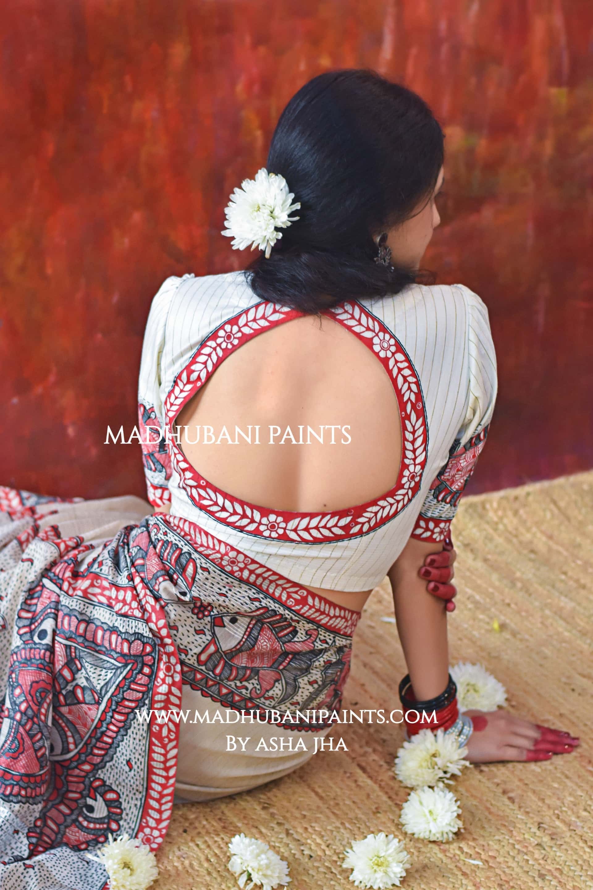 JAL TARANG Hand-painted Madhubani Chanderi Blouse