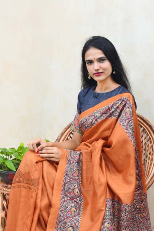 'DOLI KA HAAR' Handpainted Madhubani Tussar Silk Blouse — image 2 of 3