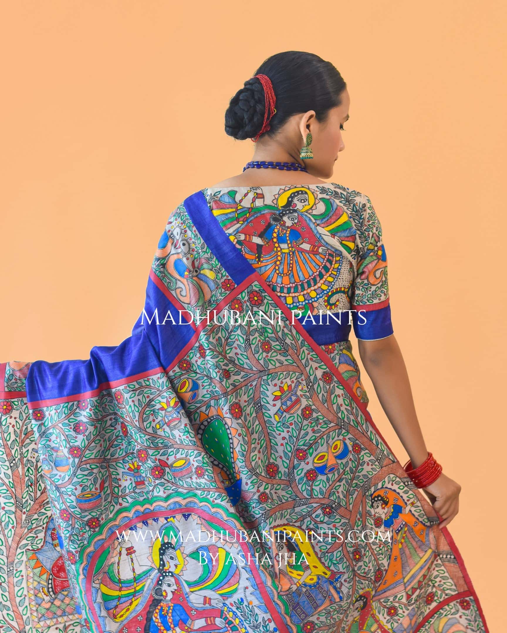 'MANMOHANA' Tussar Silk Saree Blouse Set — image 2 of 11