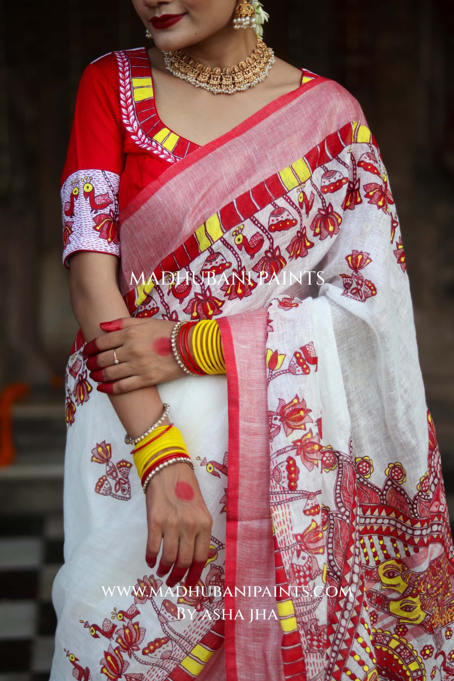 KAMLA Handpainted Linen Madhubani Blouse — image 2 of 5