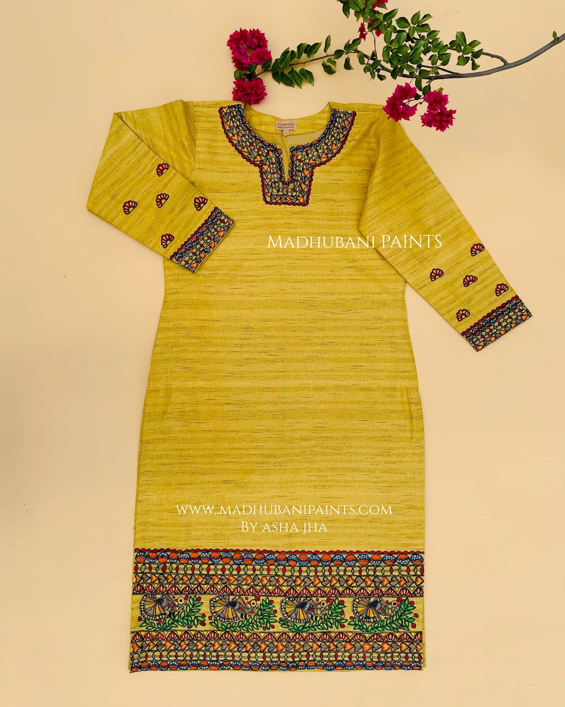 MANOHAR Handloom Hand-painted Madhubani Cotton Stitched Kurta — image 2 of 3