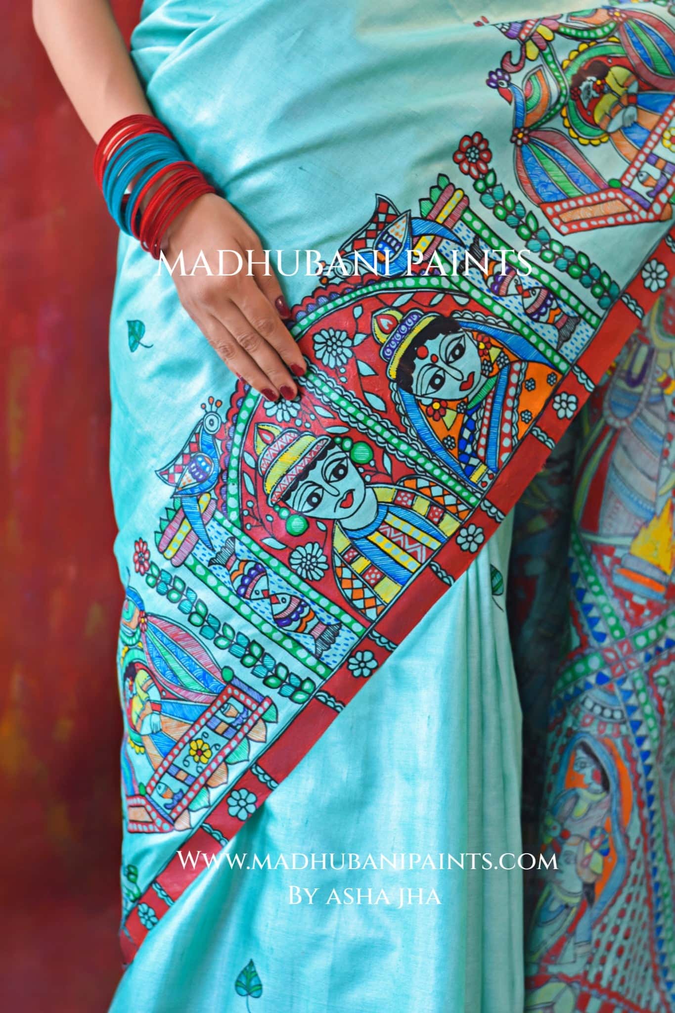 AASMANI MANGALYA Hand-painted Madhubani Tussar Silk Saree Blouse Set — image 11 of 13
