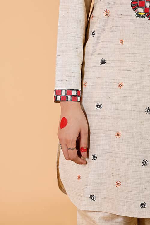 Handpainted Madhubani 'Suryakamal' Cotton Kurta — image 7 of 7