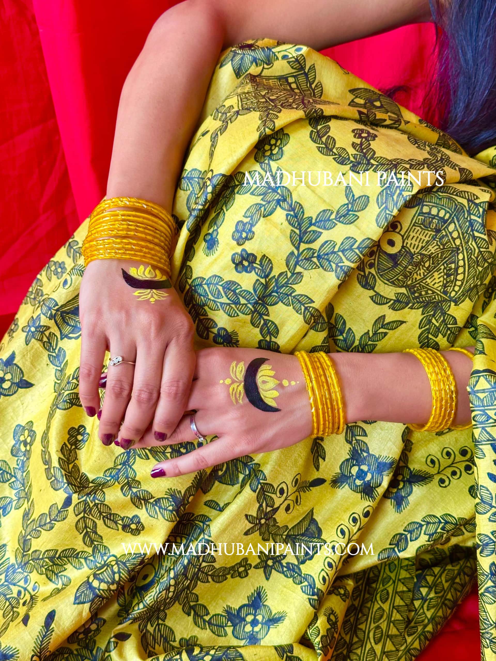 MAYUR MANDALI Full Handpainted Madhubani Saree — image 11 of 12