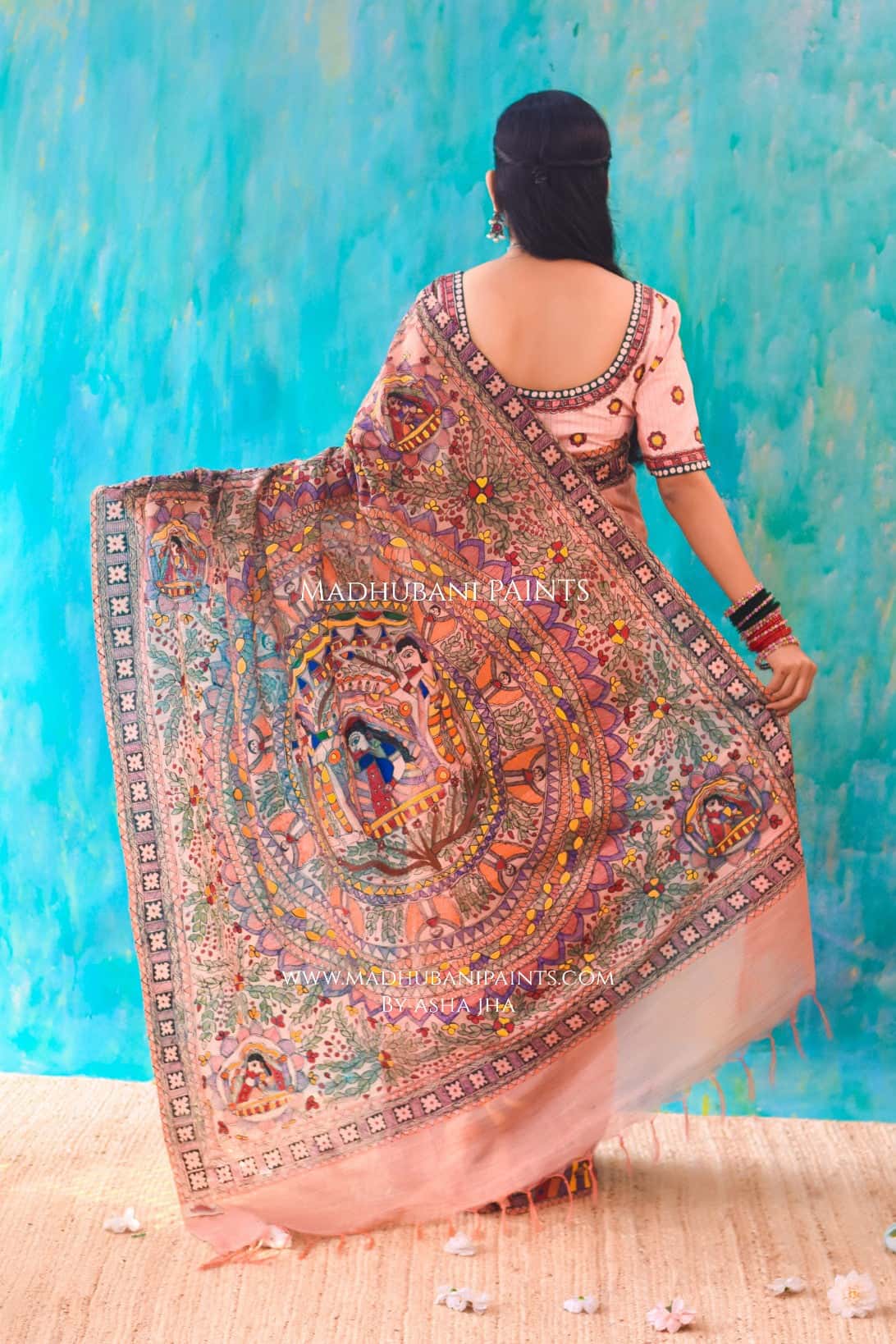 DOLI DARPAN Handpainted Madhubani Chanderi Saree — image 3 of 6