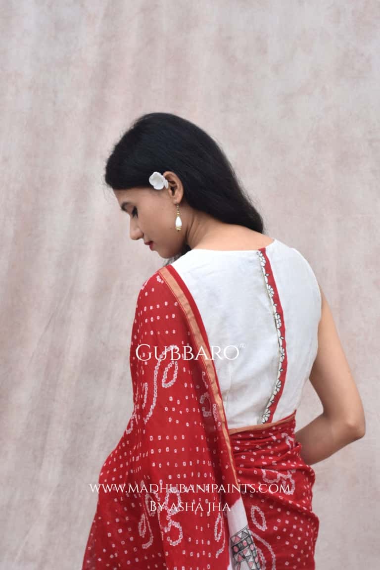 'ANANTAA' Handpainted Madhubani Chanderi Silk Blouse — image 4 of 5