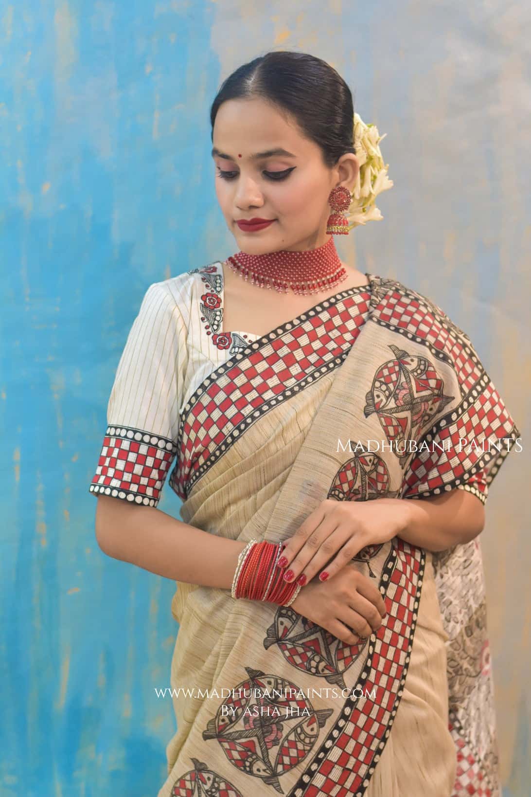 NADI KINARE Hand-painted Madhubani Chanderi Blouse — image 2 of 5