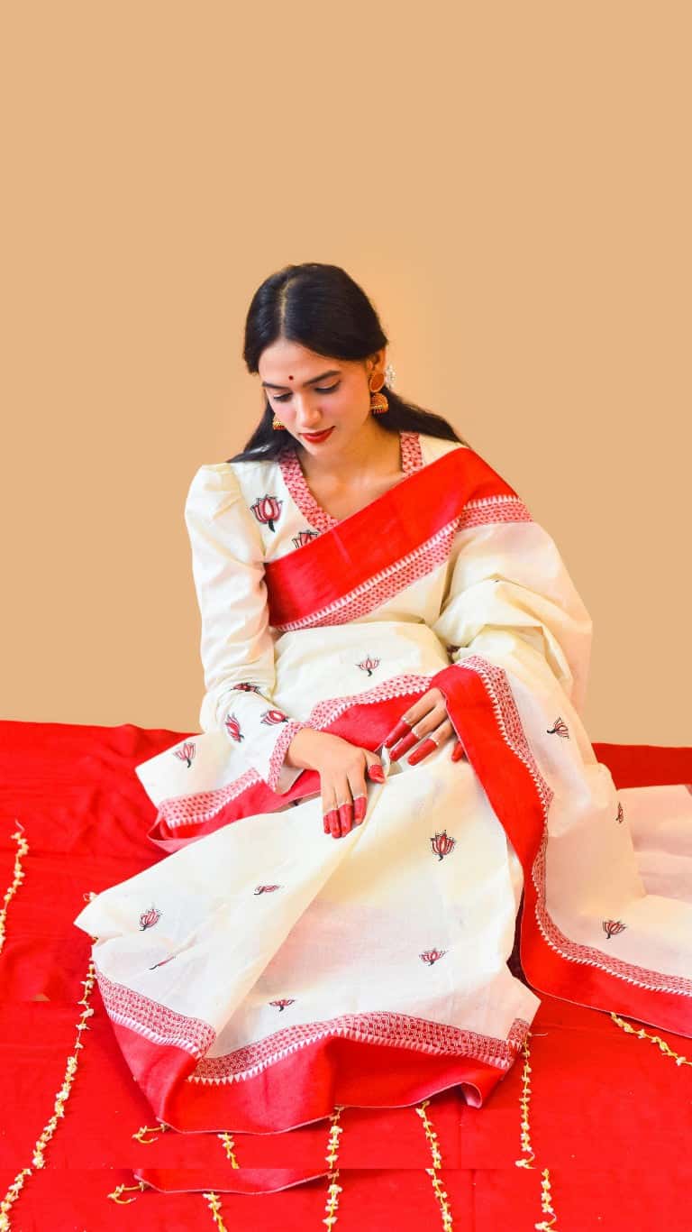'SINDOORI'  Handpainted Madhubani Cotton Blouse — image 3 of 5