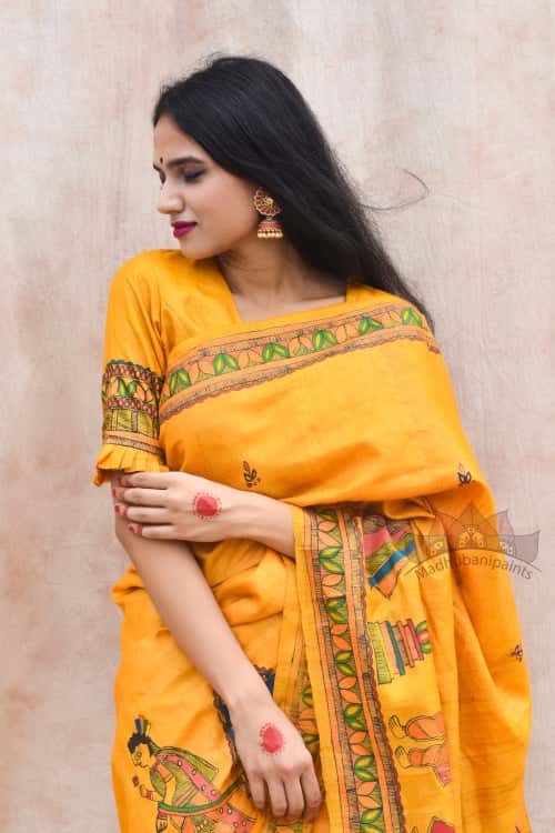 'VIVAH' Handpainted Madhubani Tussar Silk Blouse — image 3 of 4