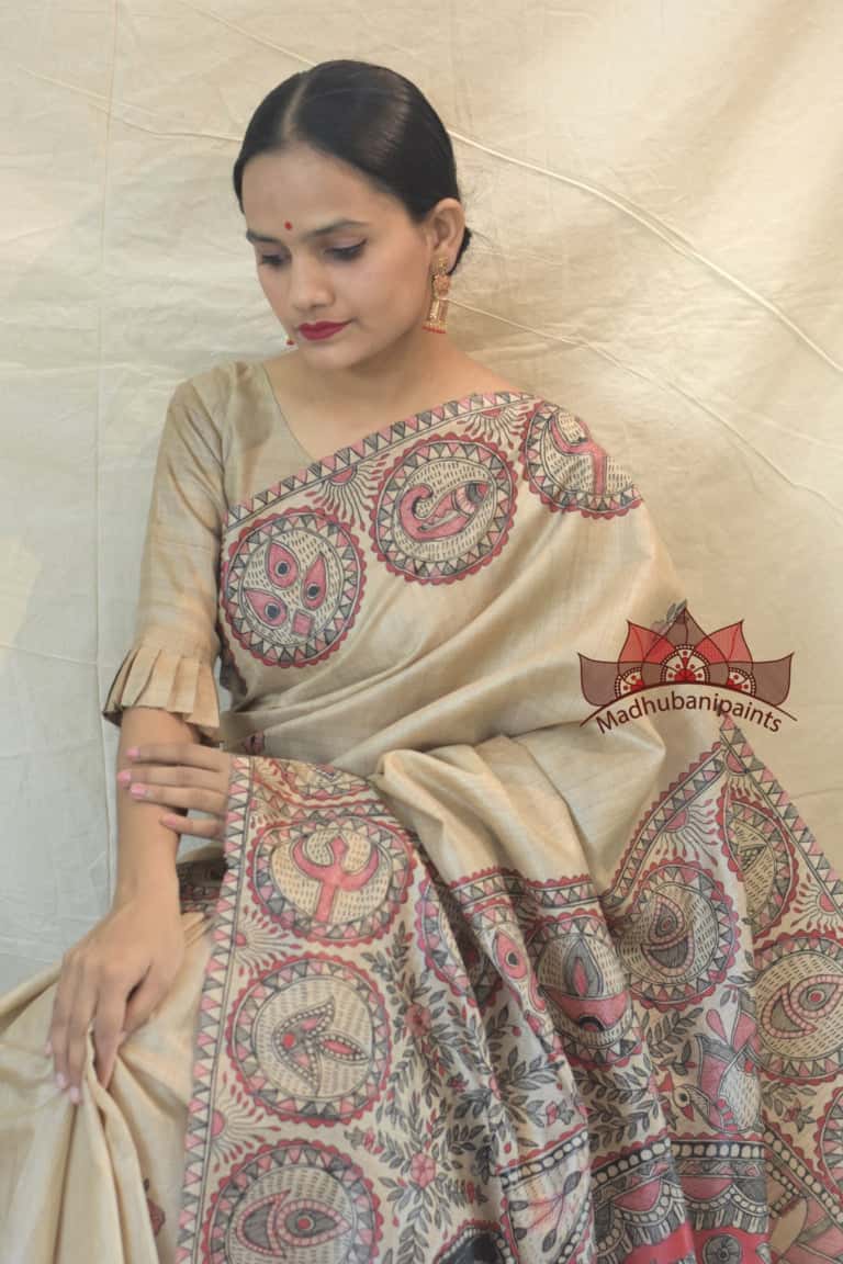 Maa Ambe Handpainted Durga Saree — image 2 of 6