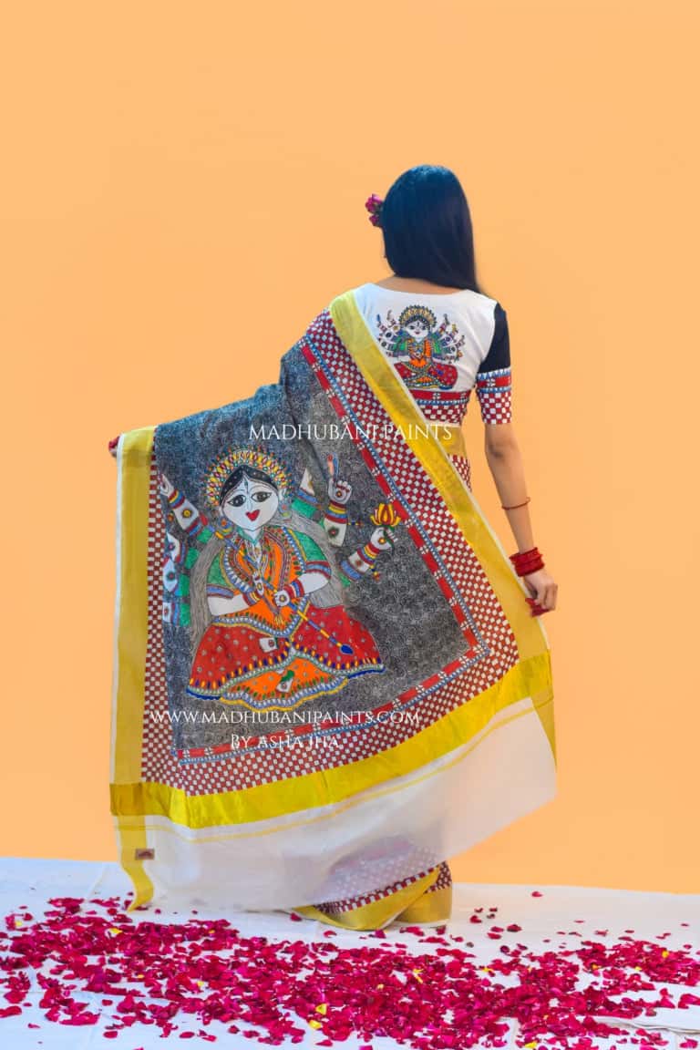 'KALYANI' Handpainted Cotton Saree — image 8 of 9
