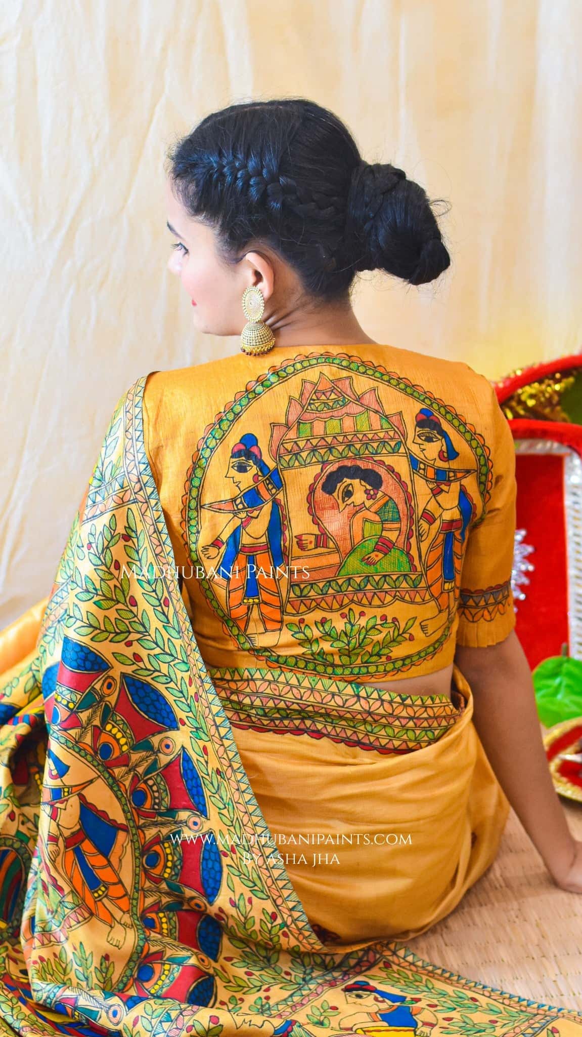 PILI DOLI Hand-painted Madhubani Tussar Silk Blouse — image 2 of 4