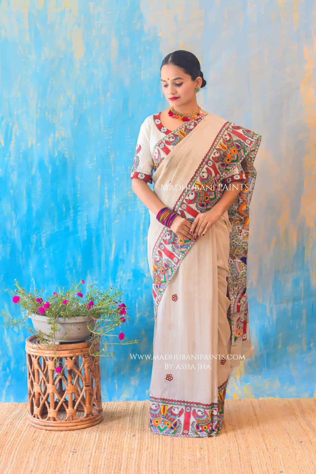 BARAAT BELA Hand-painted Madhubani Chanderi Saree — image 5 of 5