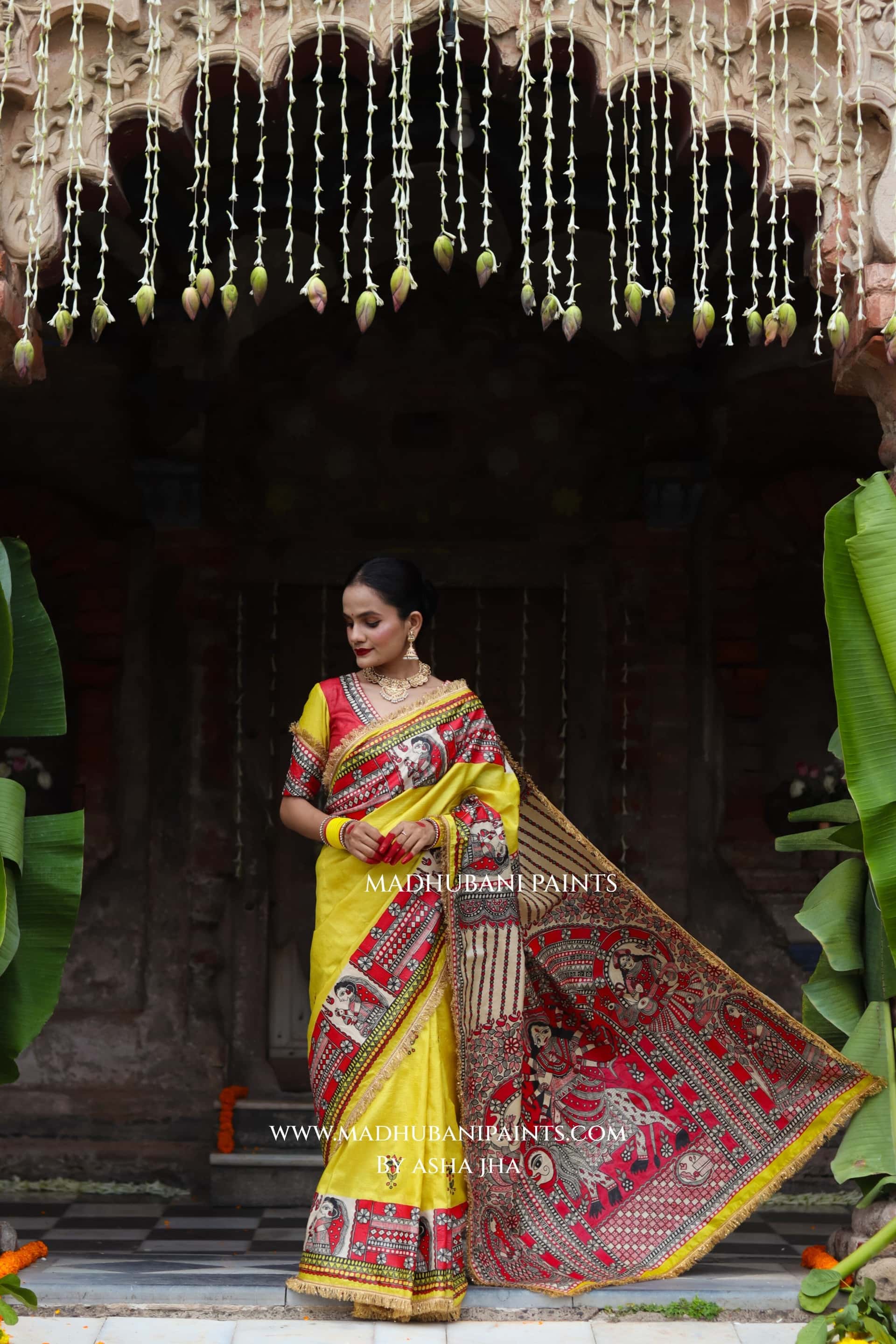TARA Handpainted Tussar Silk Madhubani Saree Blouse Set — image 9 of 12