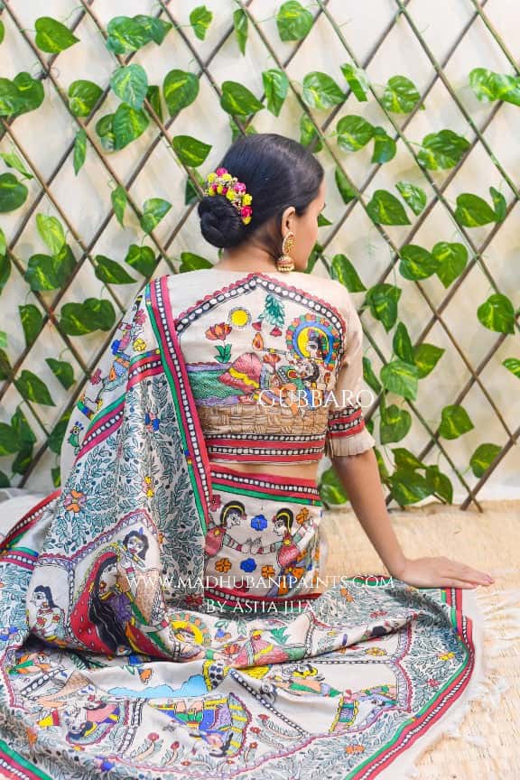 NANDGOPALA RADHA' Handpainted Madhubani Tussar Silk Blouse — image 4 of 7