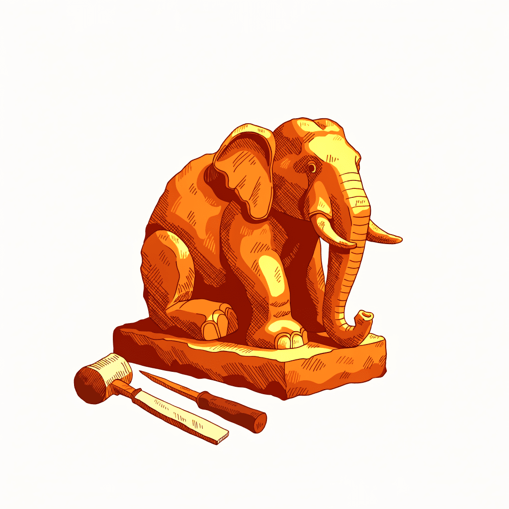 Mahabalipuram Stone Sculpture, Carved to Ancient Canon — illustration