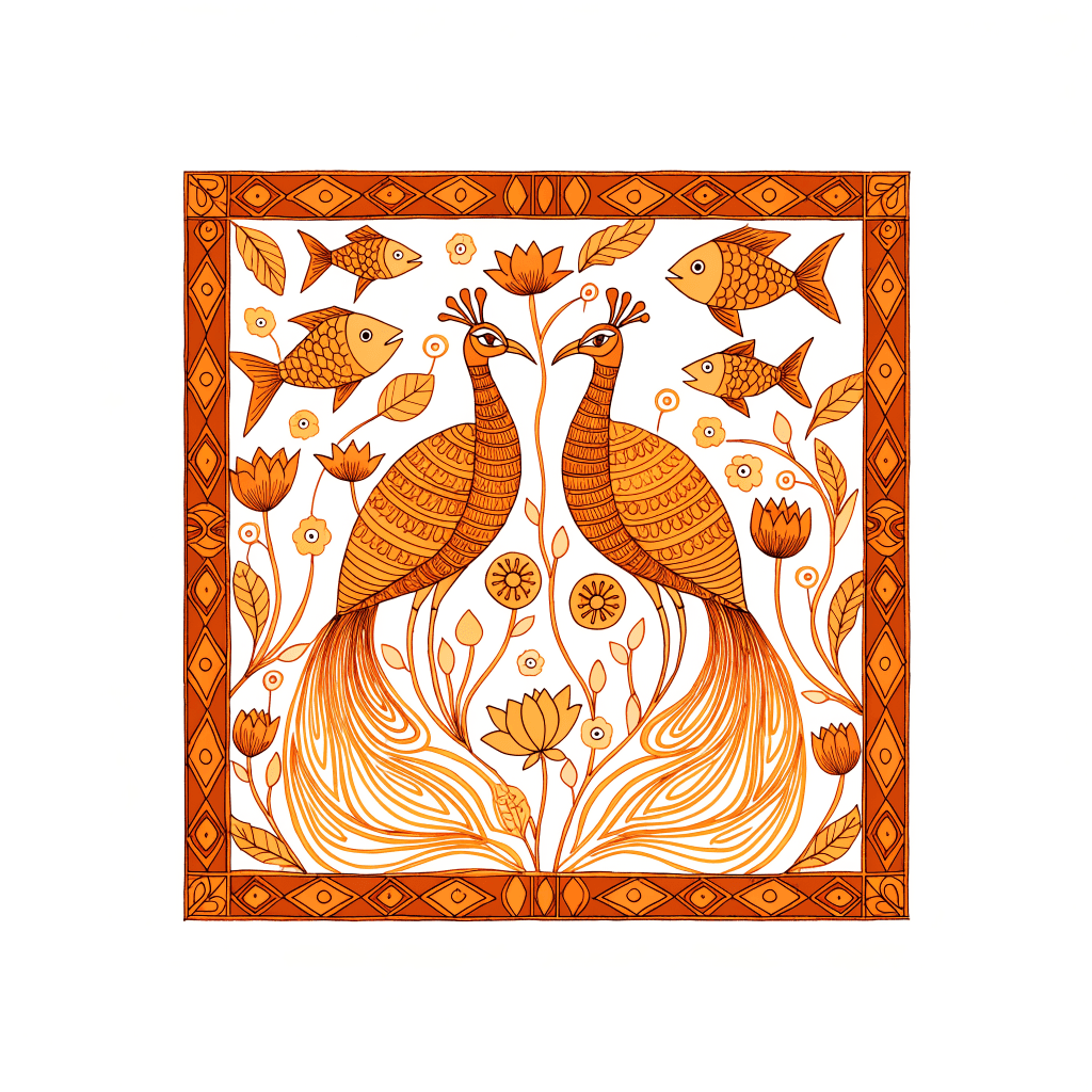 Madhubani Painting — Line, Fill and Ritual in Mithila — illustration